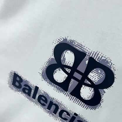 Balenciaga Navy Flock BB T-Shirt in Black & White