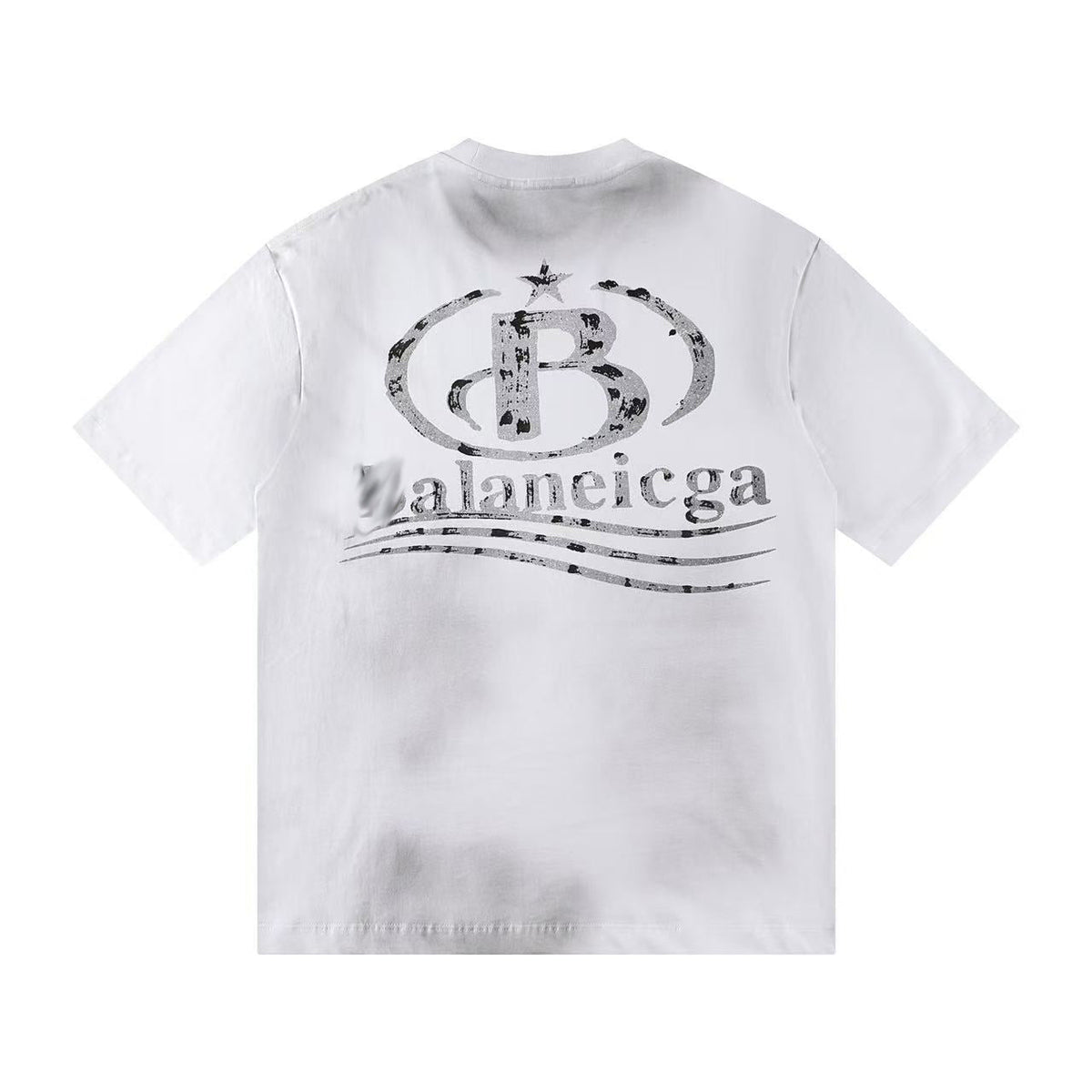 Balenciaga Metallic B Crest Washed T-Shirt in Black & White