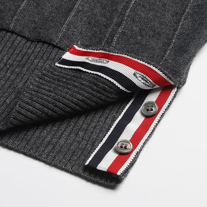 Thom Browne Premium Zip-Up Hooded Knit Sweater Coat