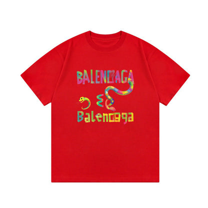 Balenciaga Rainbow Lettering Snake Graphic T-Shirt in 5 Colors