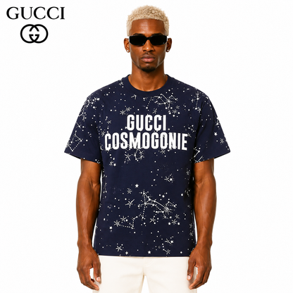 Gucci Cosmogonie Star Print T-Shirt in Beige & Blue