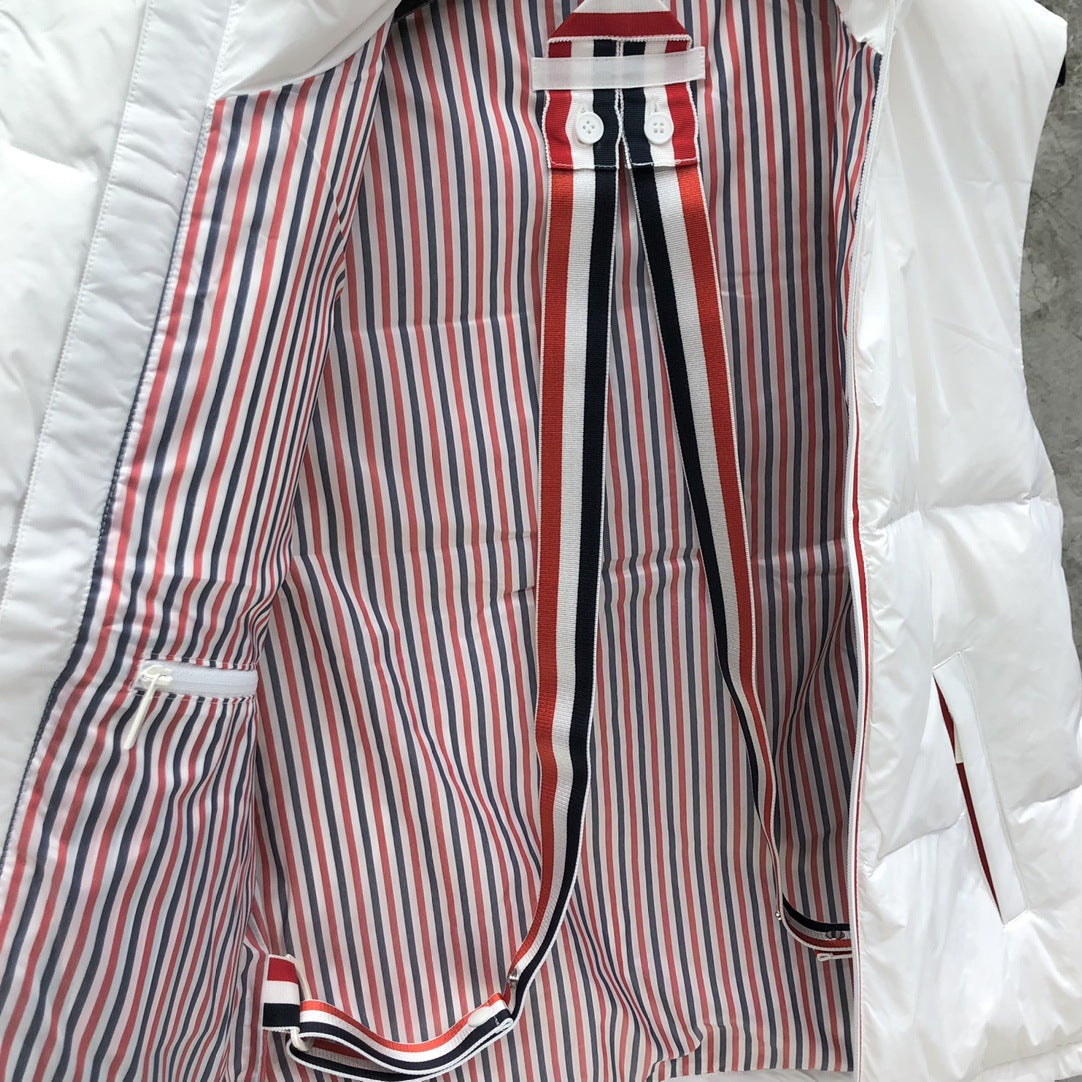 Thom Browne Unisex Shiny Colorblock Baseball Collar Vest