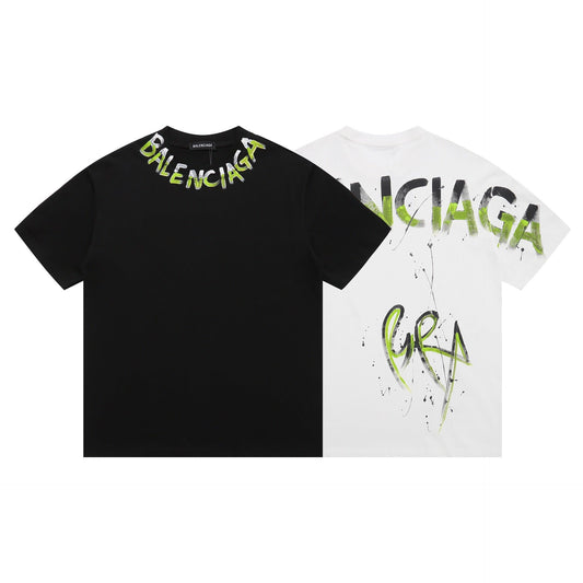 Balenciaga Spray Paint Logo T-Shirt in Black & White