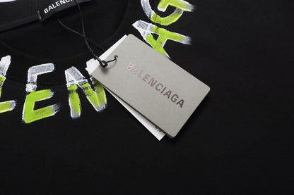 Balenciaga Spray Paint Logo T-Shirt in Black & White