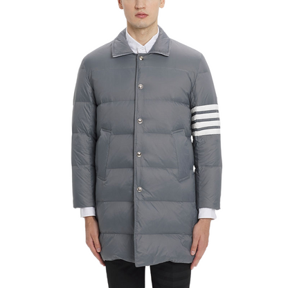 Thom Browne Classic 4-Strip Lapel Midi Down Jacket
