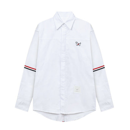 Thom Browne Puppy Print Back Slit Long Sleeve Shirt