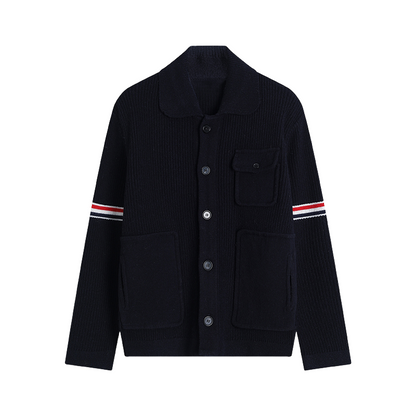 Thom Browne Men's double sleeve striped wool coat