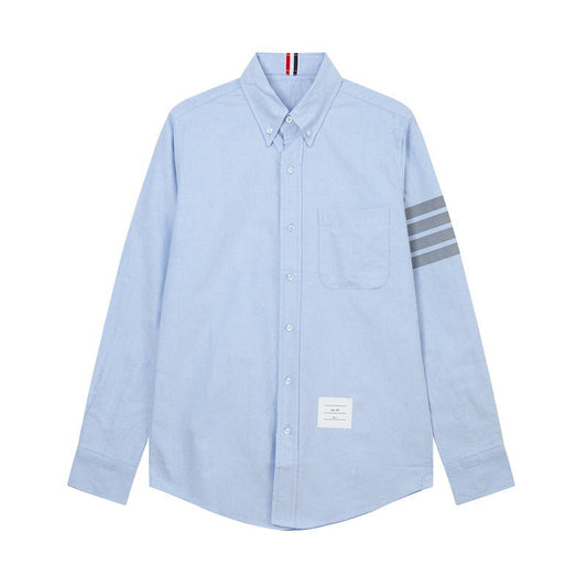Thom Browne Spring Summer Men's Four-Bar Collar Mid-Ribbon Shirt