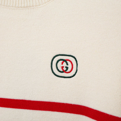 Gucci Unisex G8311 Embroidered Striped Sweater