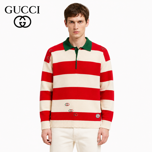 Gucci Interlocking GG Striped Polo Sweater