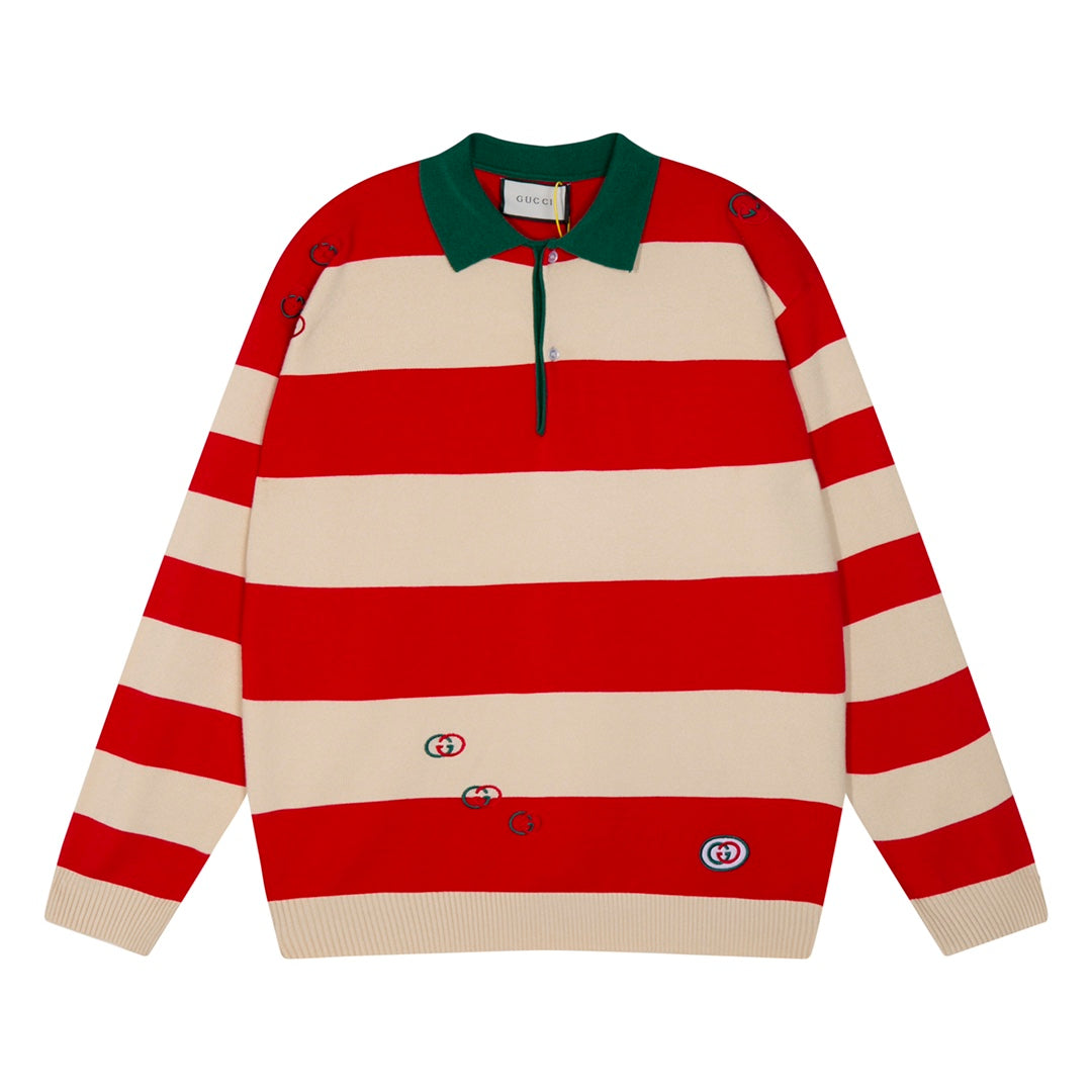Gucci Interlocking GG Striped Polo Sweater