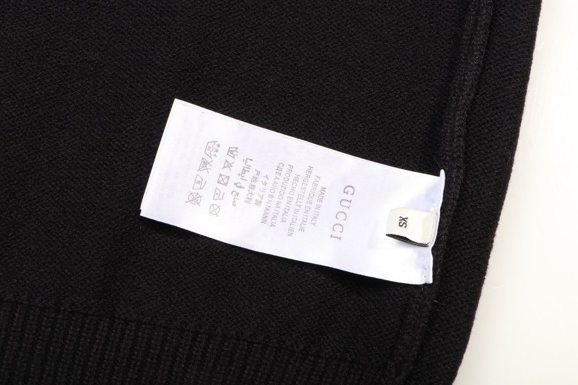 Gucci Striped Bee Embroidered Oversized V-Neck Sweater