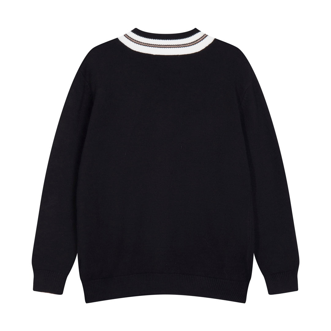 Gucci Striped Bee Embroidered Oversized V-Neck Sweater