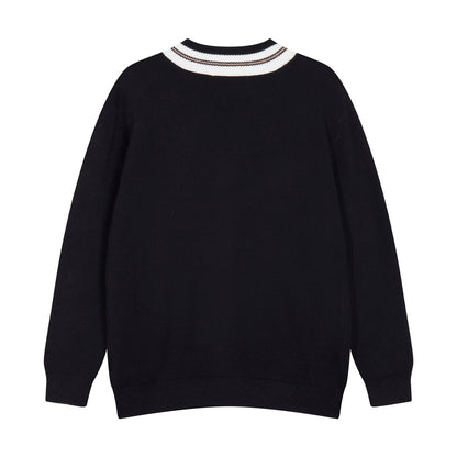Gucci Striped Bee Embroidered Oversized V-Neck Sweater