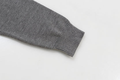 Gucci Gray Script Logo Intarsia Knit Sweater