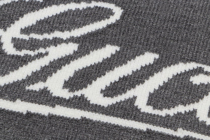 Gucci Gray Script Logo Intarsia Knit Sweater