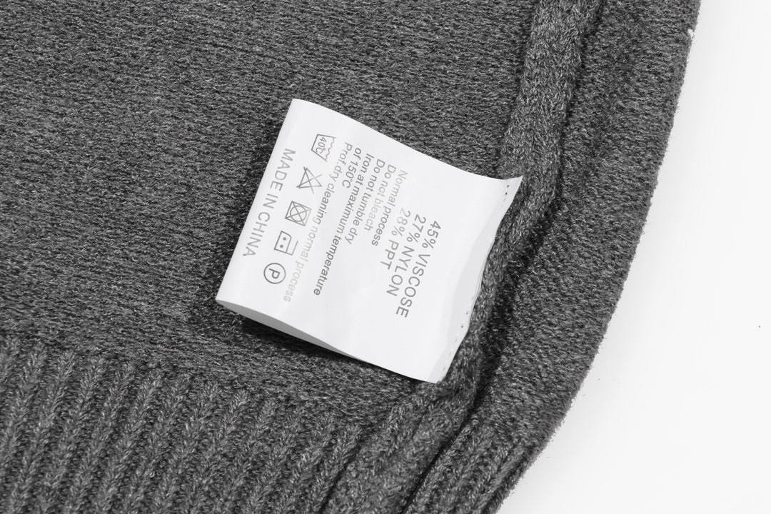 Gucci Gray Script Logo Intarsia Knit Sweater