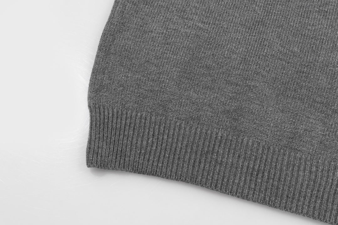 Gucci Gray Script Logo Intarsia Knit Sweater