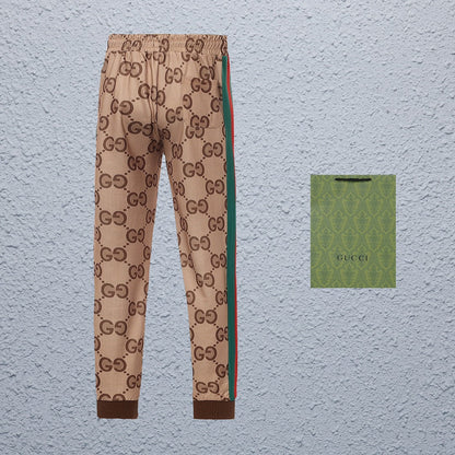 Gucci Straight-Leg Pants in Gray, Brown & Khaki