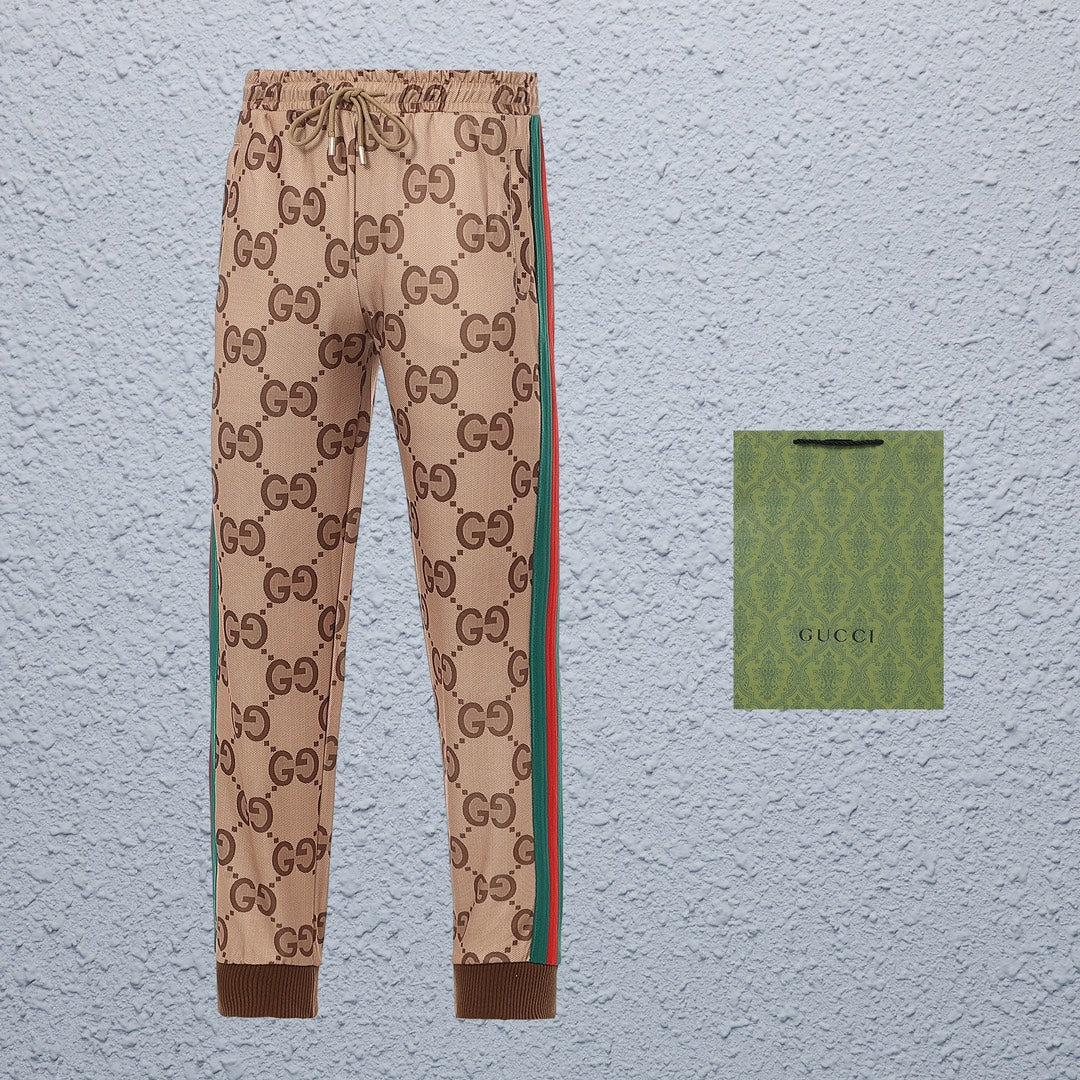 Gucci Straight-Leg Pants in Gray, Brown & Khaki
