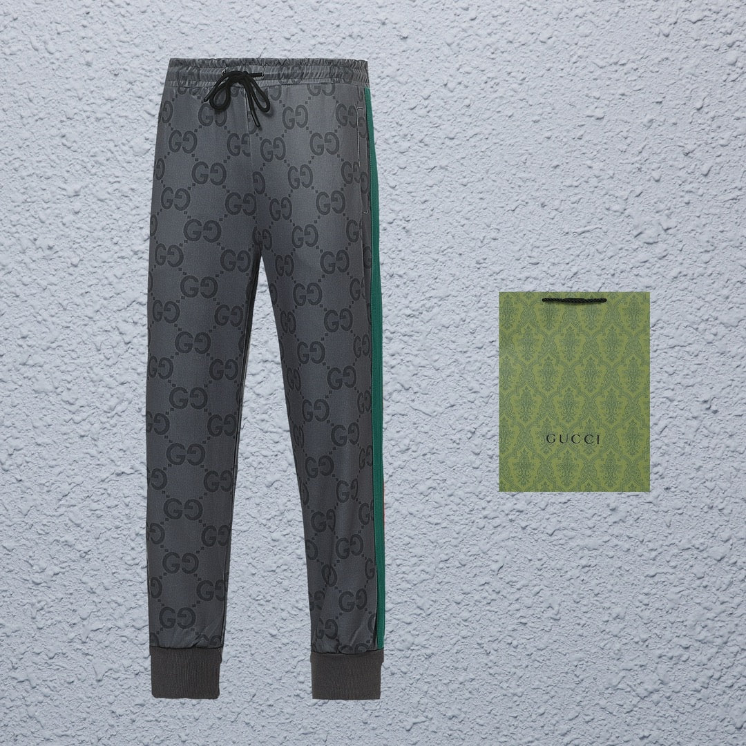 Gucci Straight-Leg Pants in Gray, Brown & Khaki