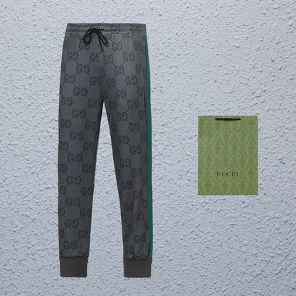 Gucci Straight-Leg Pants in Gray, Brown & Khaki