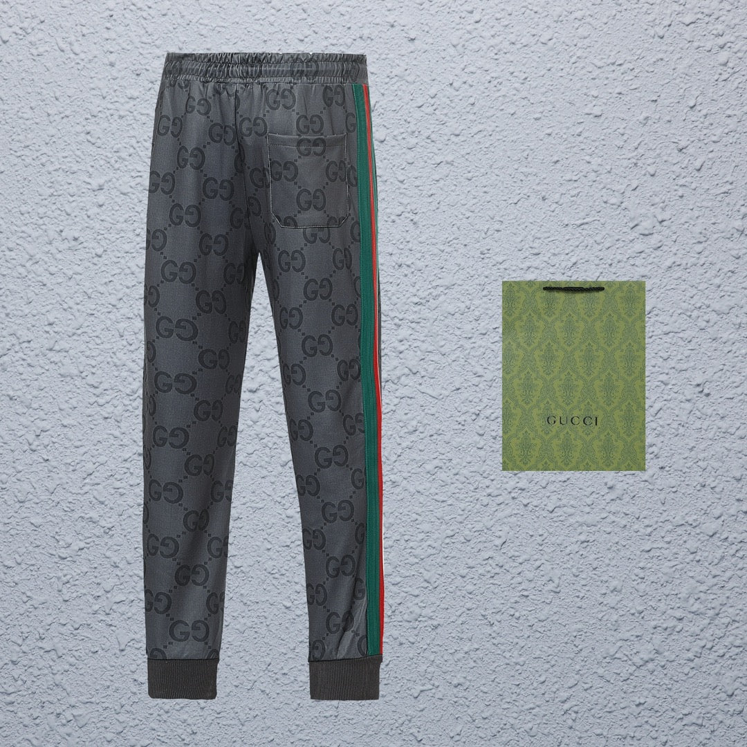 Gucci Straight-Leg Pants in Gray, Brown & Khaki