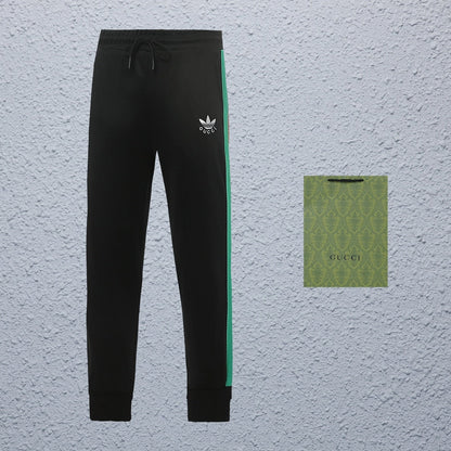 Gucci Straight-Leg Pants in Green, White & Black