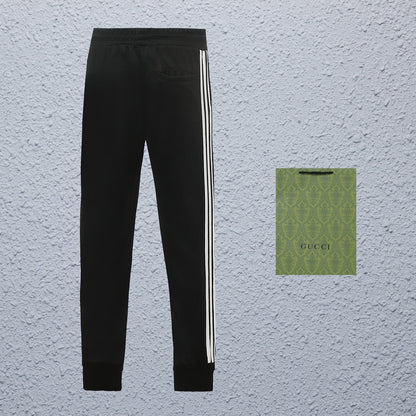 Gucci Straight-Leg Pants in Green, White & Black