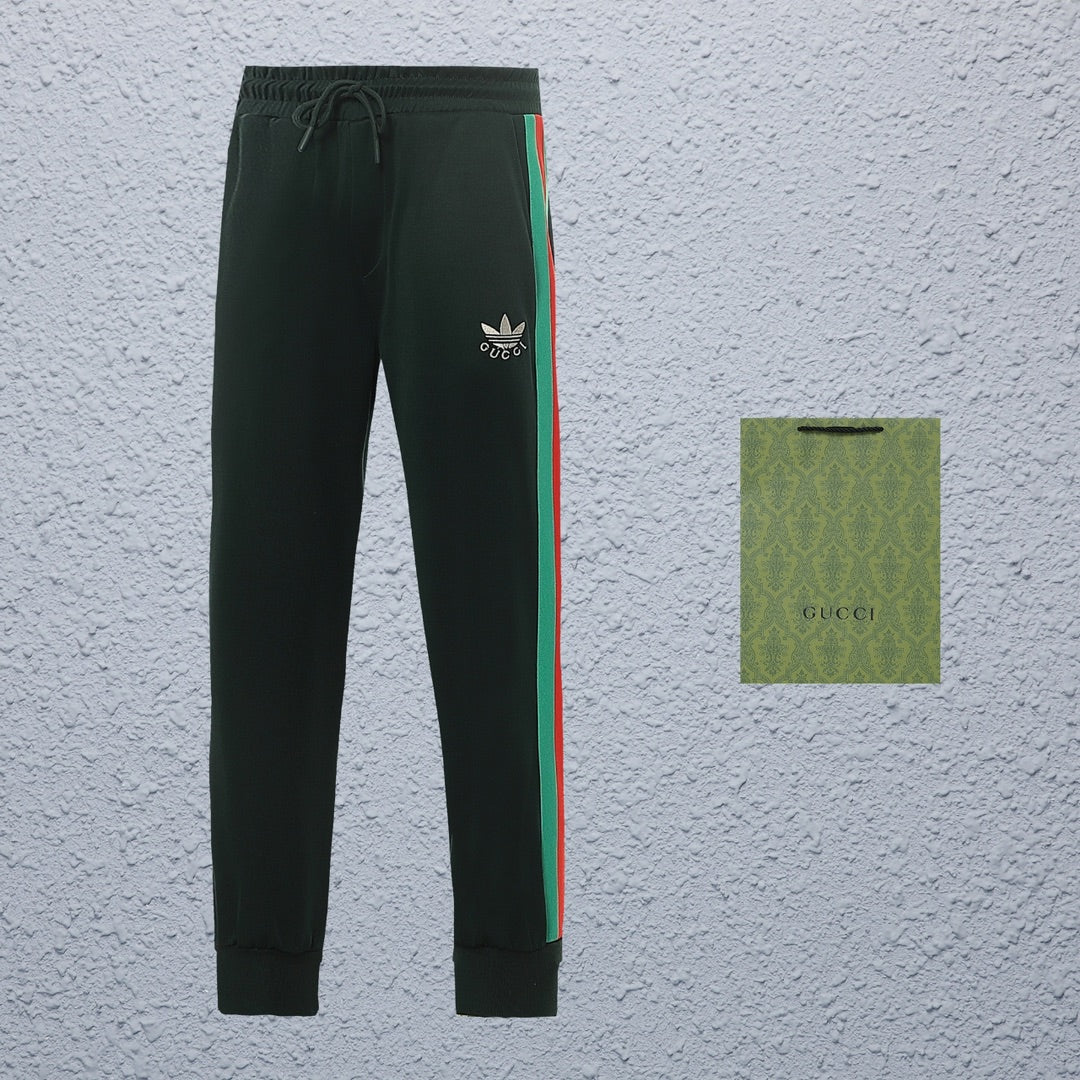 Gucci Straight-Leg Pants in Green, White & Black