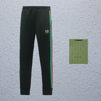 Gucci Straight-Leg Pants in Green, White & Black