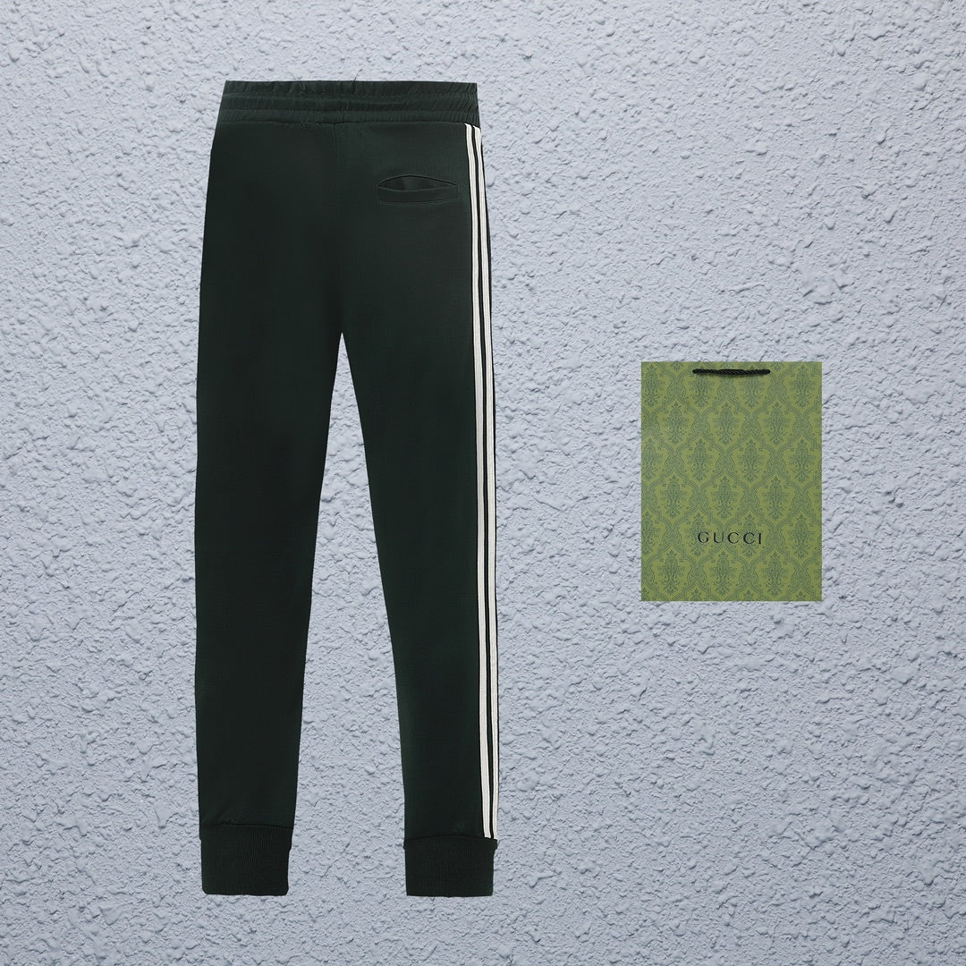 Gucci Straight-Leg Pants in Green, White & Black