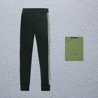 Gucci Straight-Leg Pants in Green, White & Black