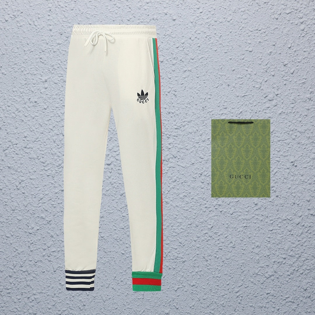 Gucci Straight-Leg Pants in Green, White & Black