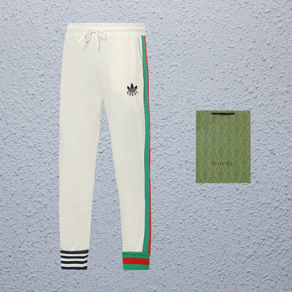 Gucci Straight-Leg Pants in Green, White & Black