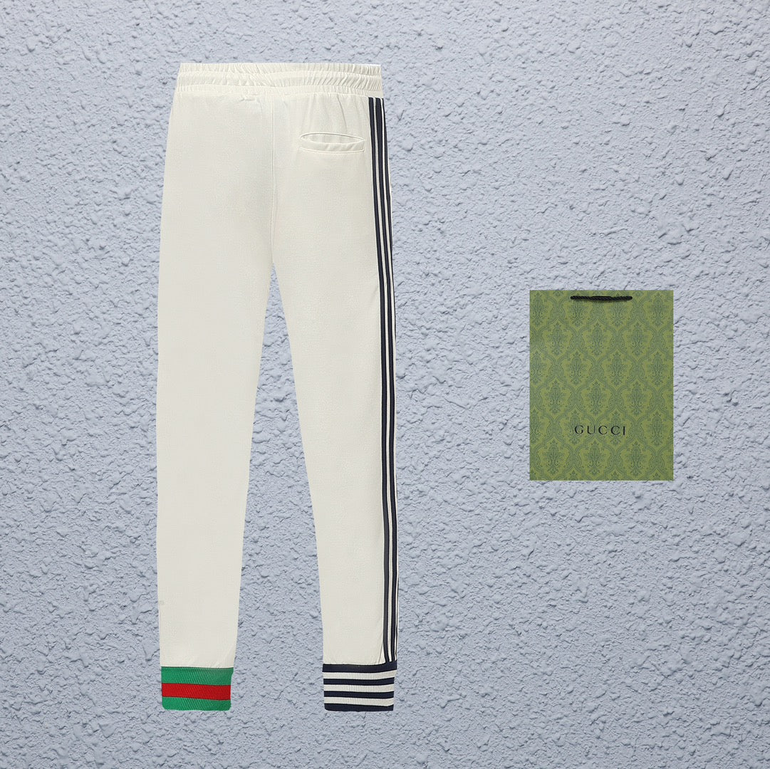 Gucci Straight-Leg Pants in Green, White & Black