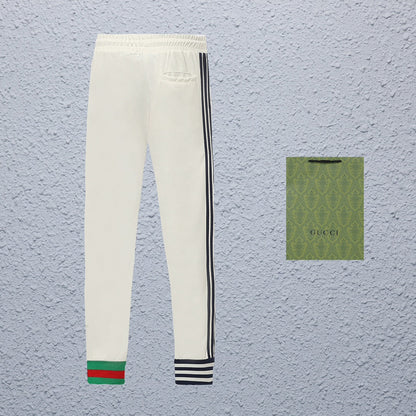 Gucci Straight-Leg Pants in Green, White & Black