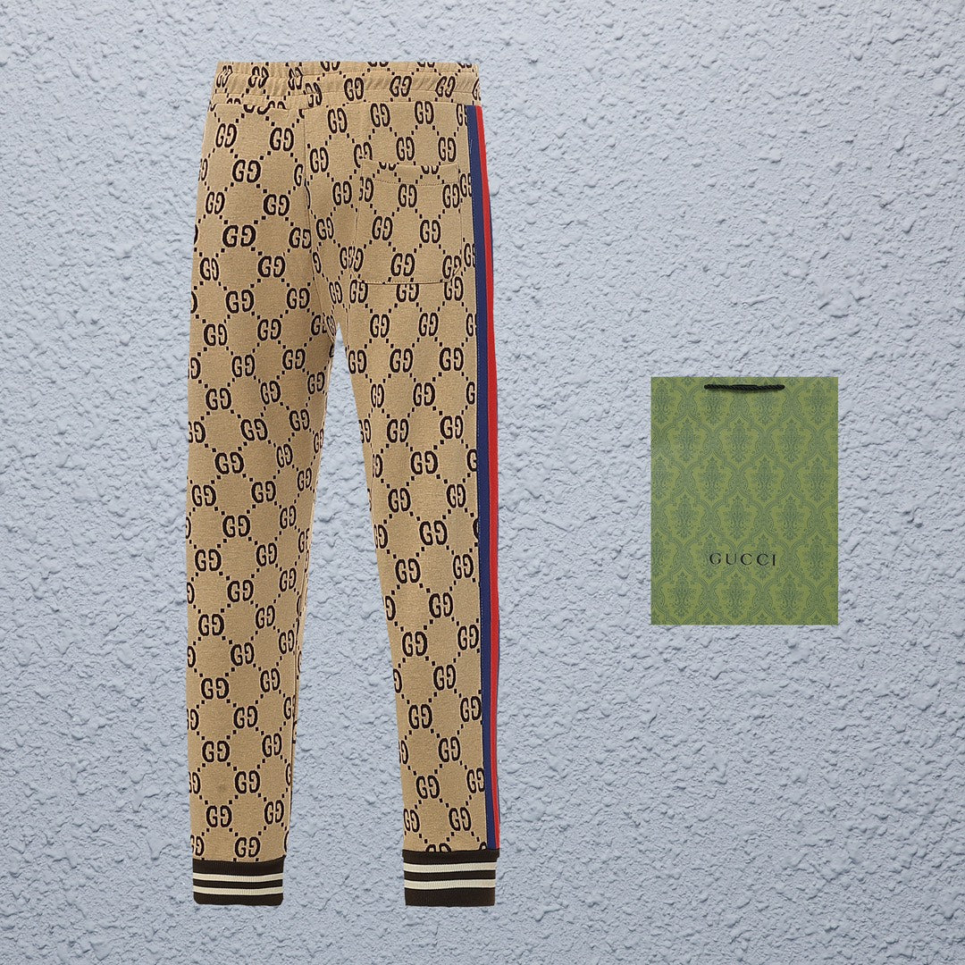 Gucci Straight-Leg Pants in Gray, Brown & Khaki