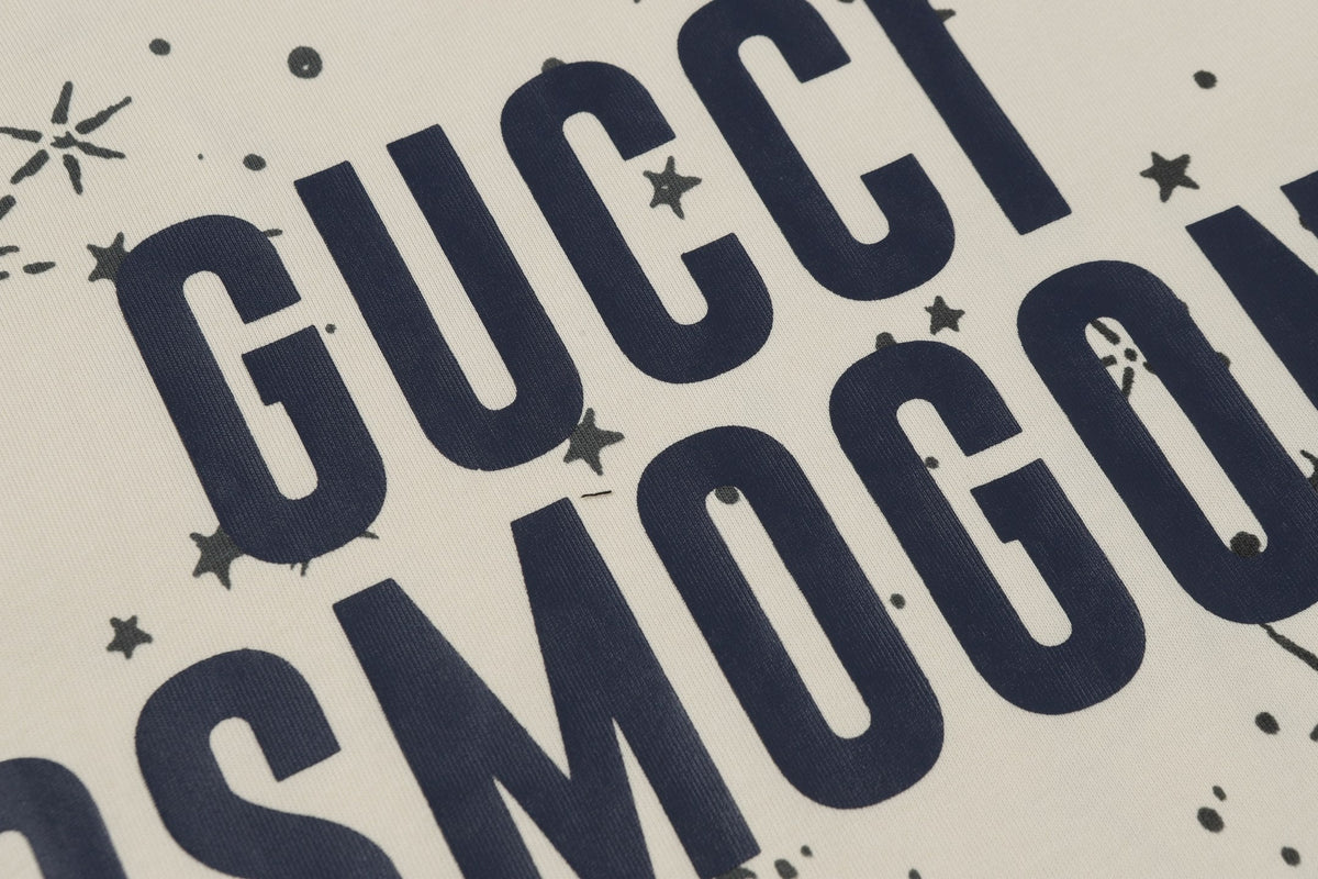 Gucci Cosmogonie Star Print T-Shirt in Beige & Blue