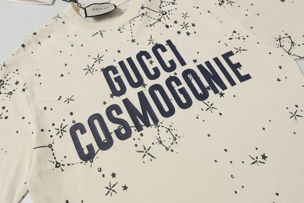 Gucci Cosmogonie Star Print T-Shirt in Beige & Blue