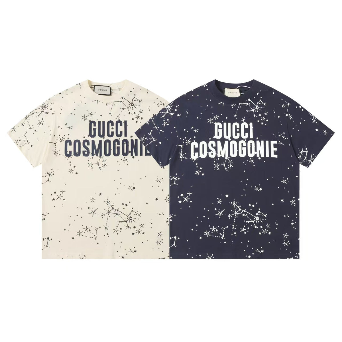 Gucci Cosmogonie Star Print T-Shirt in Beige & Blue