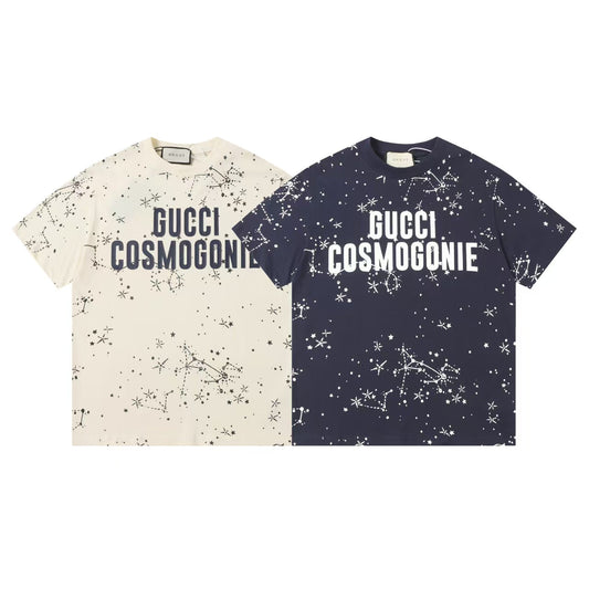 Gucci Cosmogonie Star Print T-Shirt in Beige & Blue