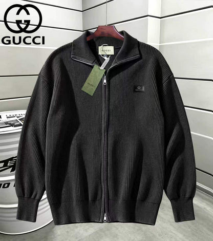 Gucci Unisex Double-G Embroidered Zip-Up Cardigan