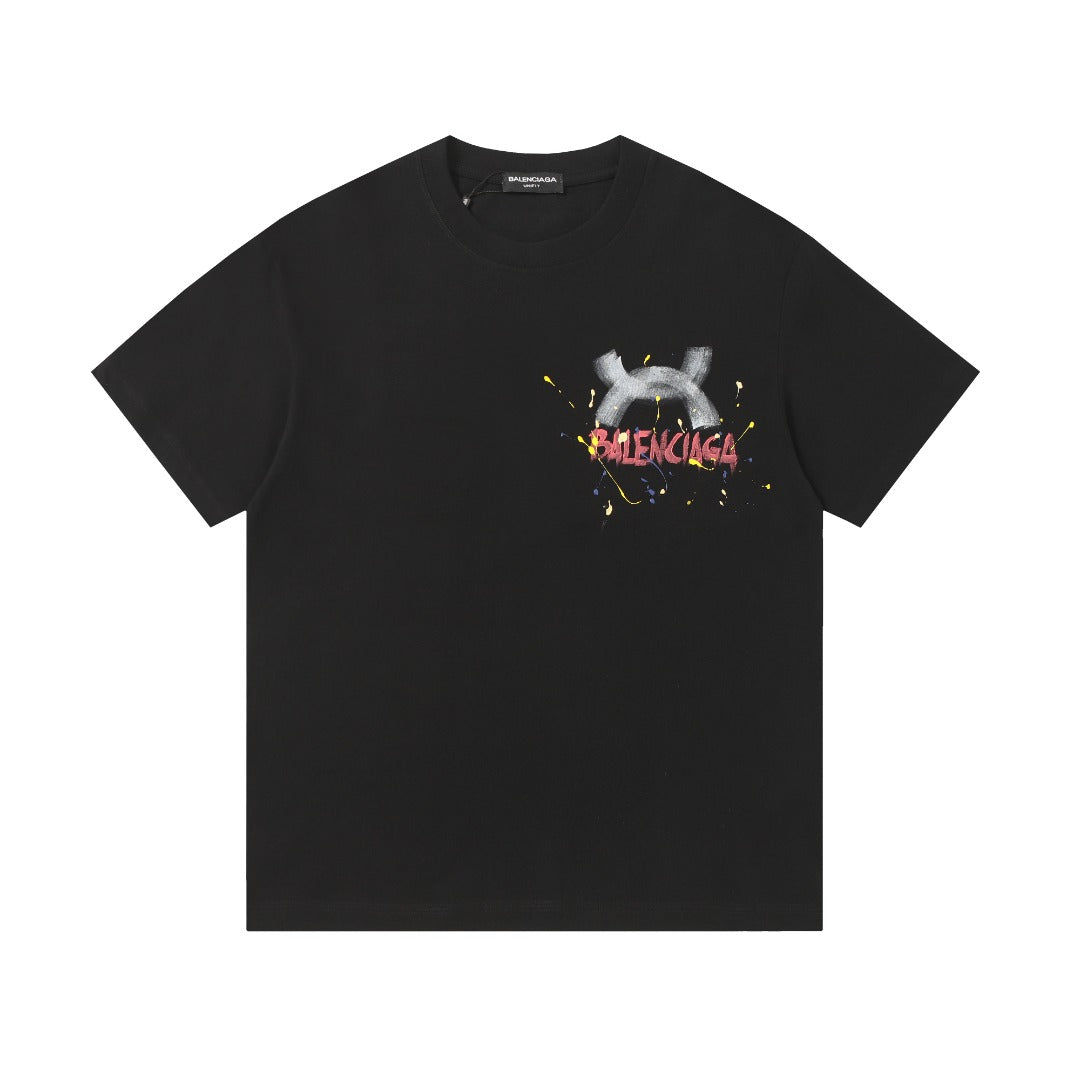 Balenciaga Brushstroke X Back Print T-Shirt in Black & White