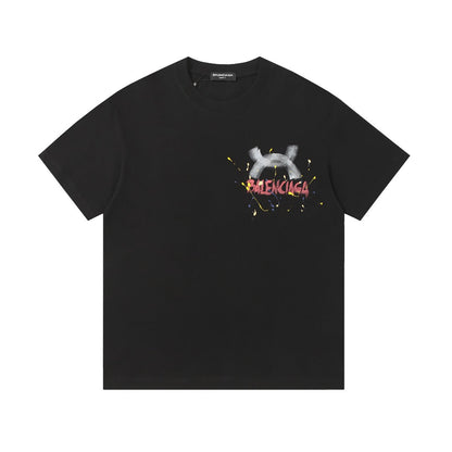 Balenciaga Brushstroke X Back Print T-Shirt in Black & White