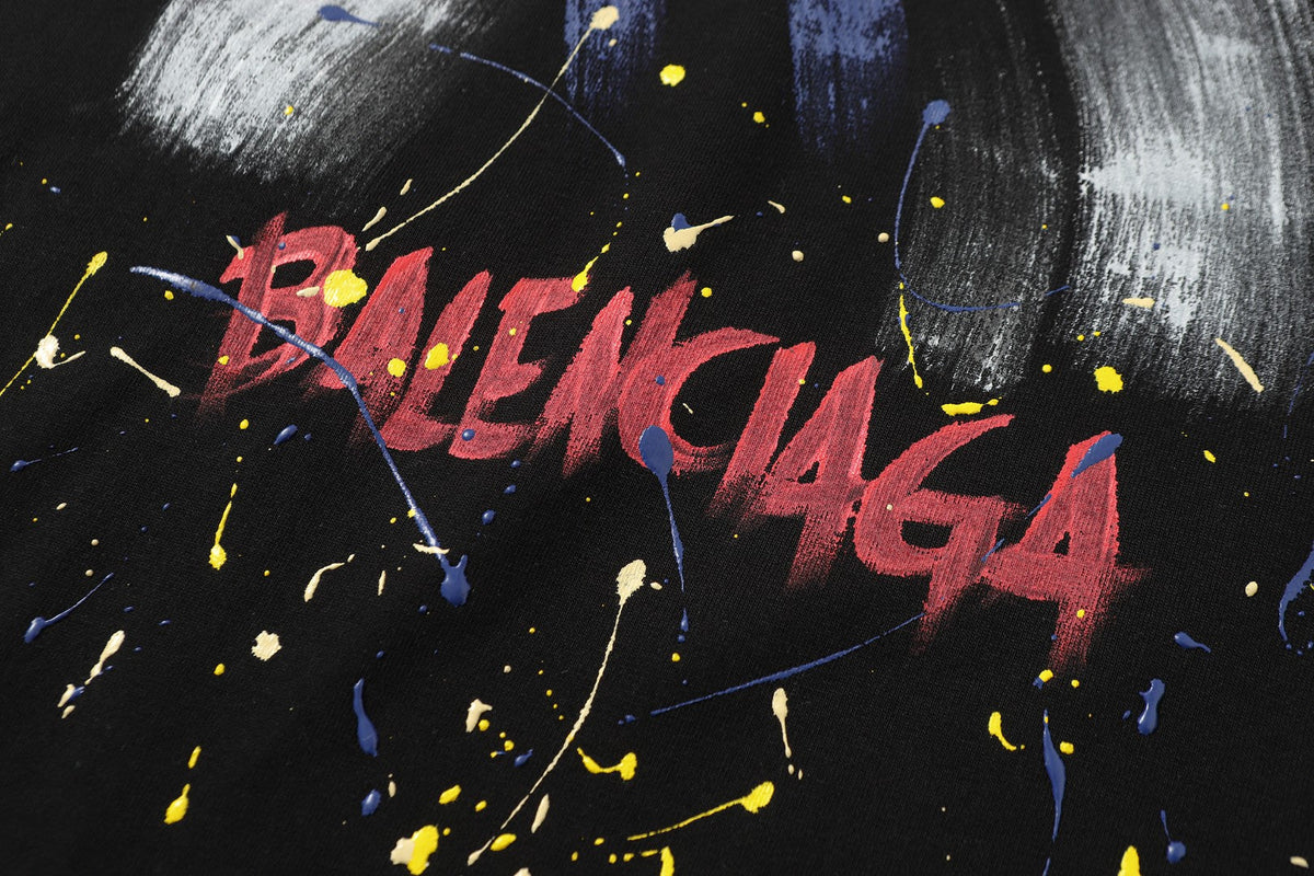 Balenciaga Brushstroke X Back Print T-Shirt in Black & White