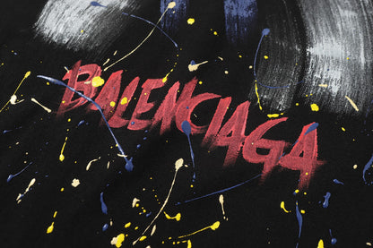 Balenciaga Brushstroke X Back Print T-Shirt in Black & White