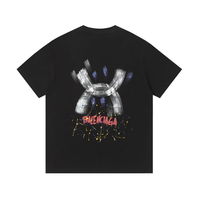 Balenciaga Brushstroke X Back Print T-Shirt in Black & White