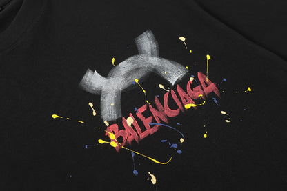 Balenciaga Brushstroke X Back Print T-Shirt in Black & White