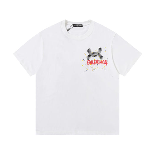 Balenciaga Brushstroke X Back Print T-Shirt in Black & White